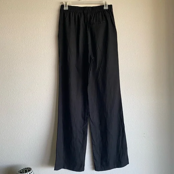 Black Linen Blend Trousers - Picture 4 of 9